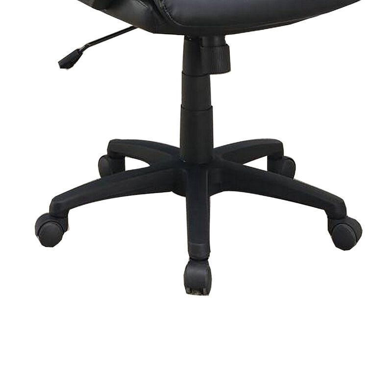 Office Chair with Top Padded Back and Casters, Black-Benzara