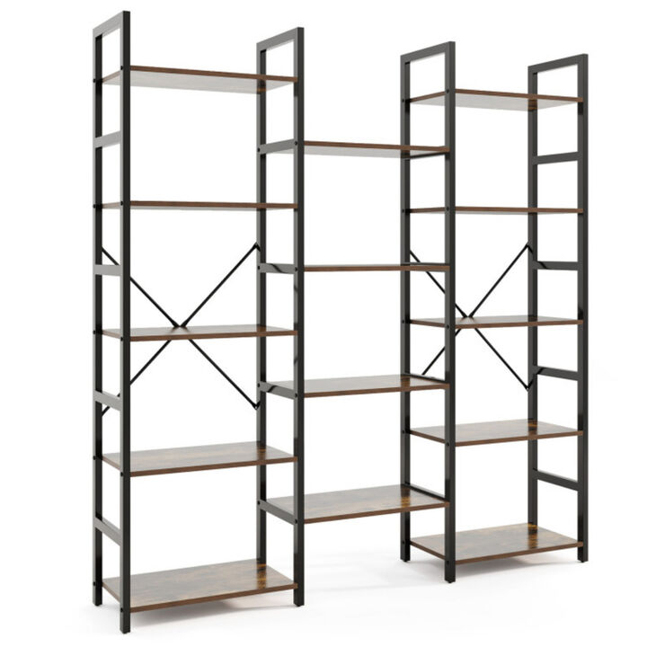 5-tier Triple Wide Heavy-duty Metal Frame Industrial Bookshelf