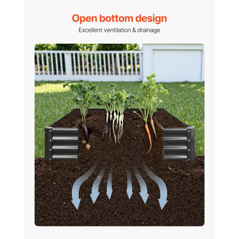Large Outdoor Raised Garden Planter Box with Open Bottom Design-Dark Grey image number 4