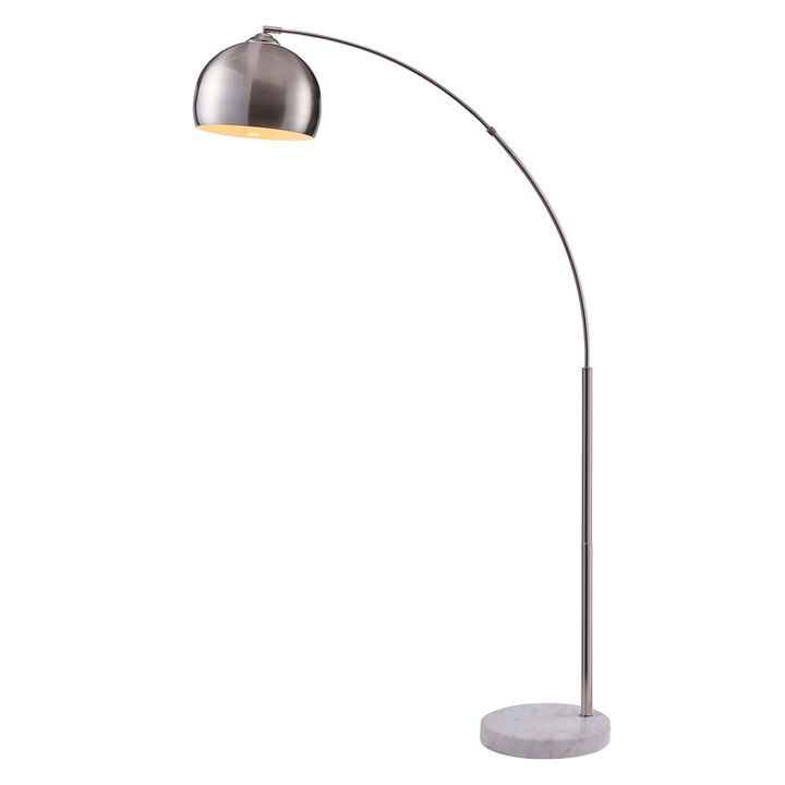 Arquer Arc 68" Metal Floor Lamp with Bell Shade, Polished Nickel