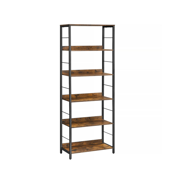 6-Tier Industrial Bookshelf with Metal Frame for Modern Home Storage