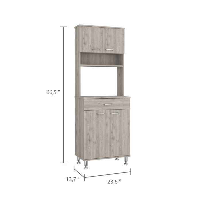 Santa Maria 1-Drawer 1-Shelf Area Pantry with Adjustable Metal Legs Light Grey