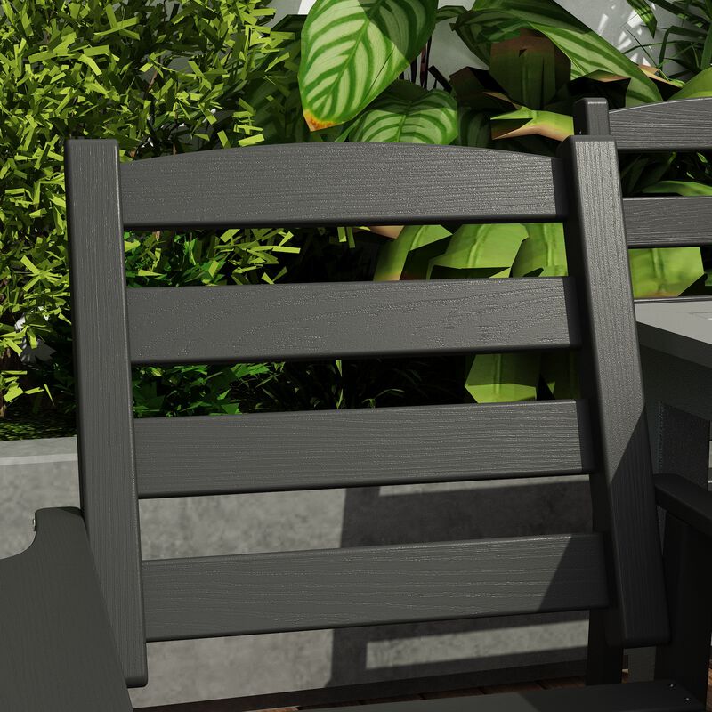 FUFU&GAGA HDPE Patio Dining Chair with Armrests, Waterproof, UV Resistant (Pack of 2) (23.6" W x 18.9" D x 33.5" H),Black