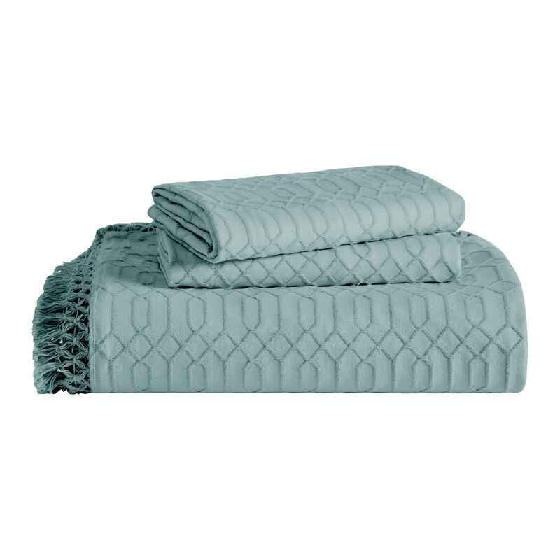 Geometric Fringe Cotton Bedspread Set, 3-Piece Lightweight Comfort image number 1