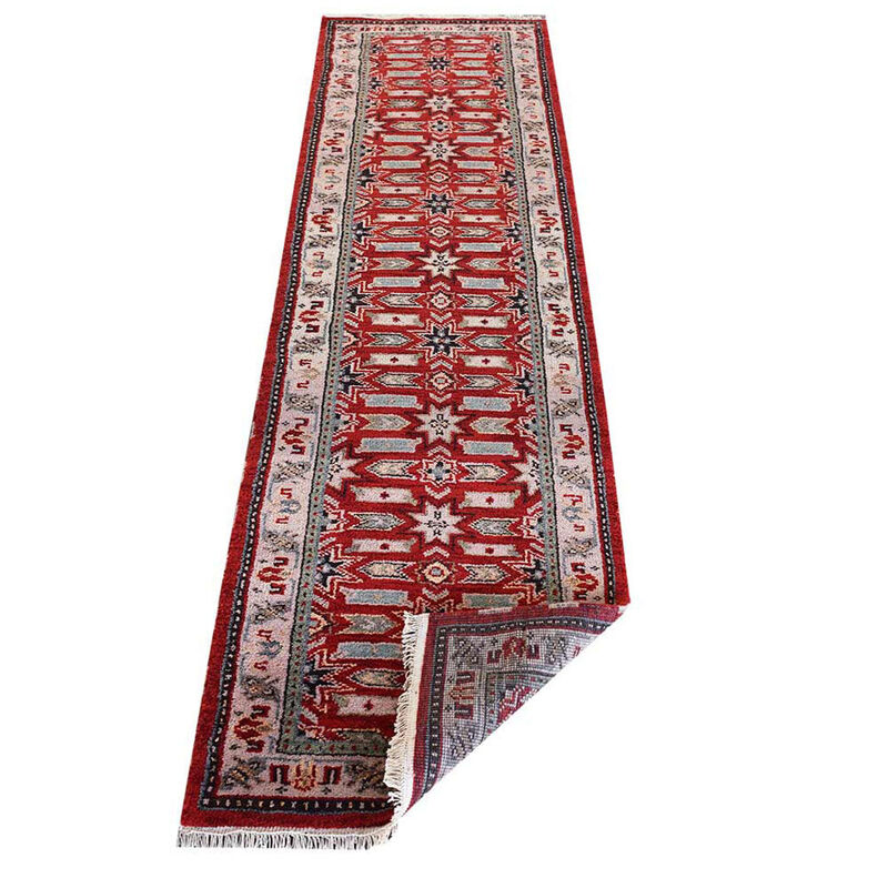 Rugsotic Carpets Hand Knotted Afghan Wool And Silk Size Runner Area Rug Oriental Kazak Size AF0107 image number 4