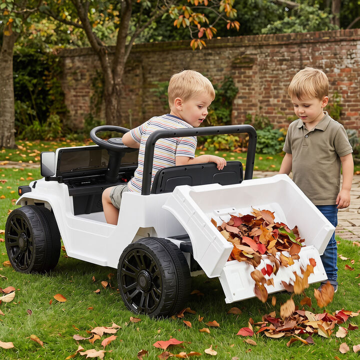 Kids Ride On Truck 12V Electric Vehicle with Dump Bed and Music for Backyard