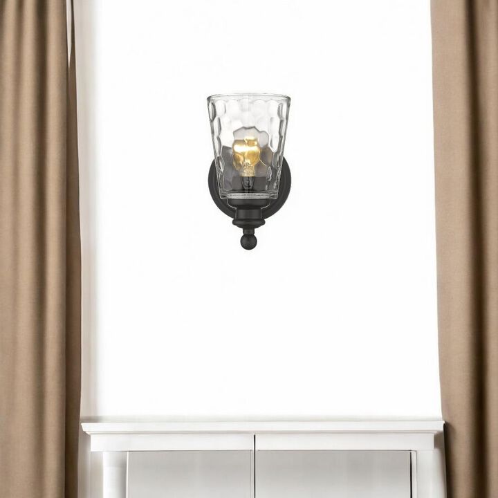Hivvago Bronze Metal and Pebbled Glass Wall Light