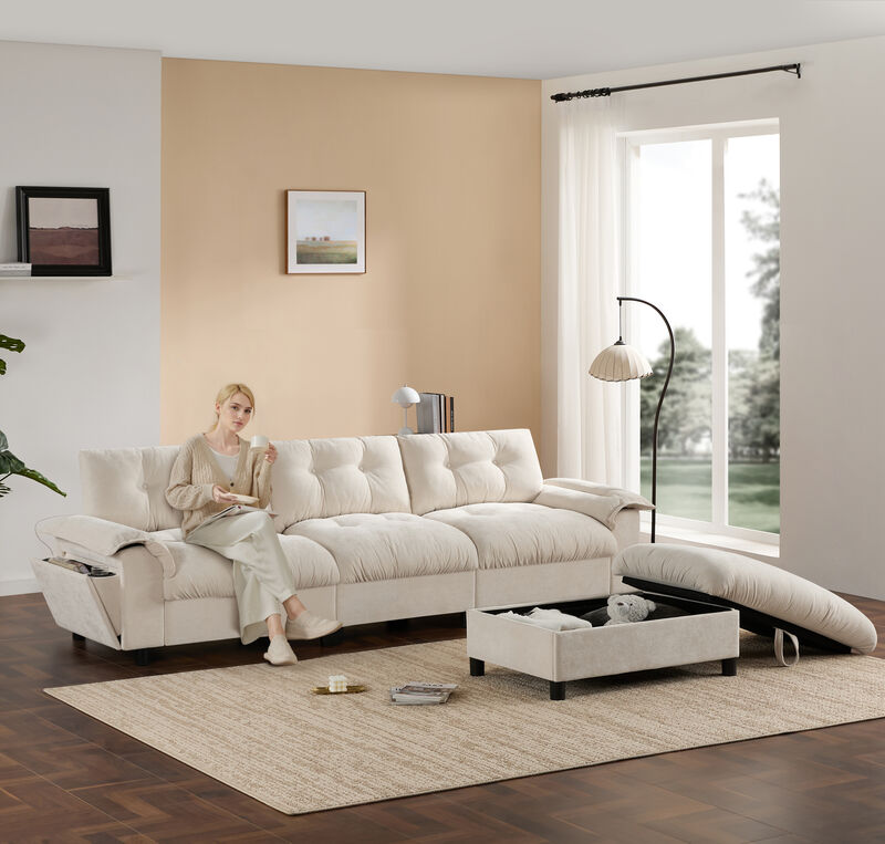 Merax Sectional Sofa, L-Shape with Multifunctional Armrest