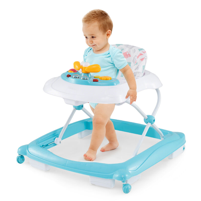 Adjustable Baby Walker with 3 Height Levels and Foldable Padded Seat image number 4