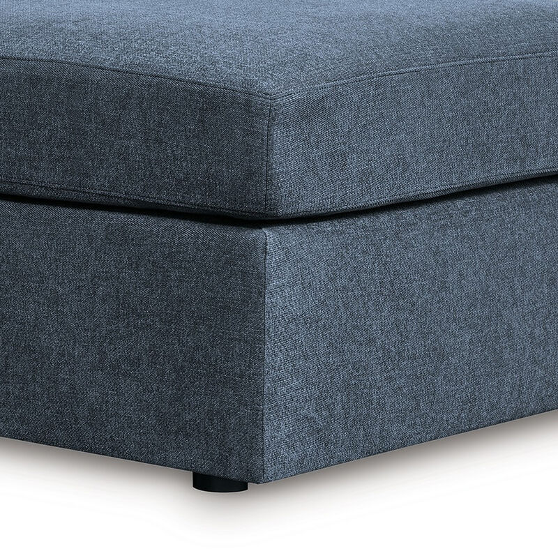 Meso Oversized Square Ottoman, Ink Blue Nuvella Polyester, 32 Inch - Benzara