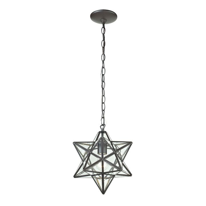 10" Star 1-Light Mini Pendant in Oiled Bronze with Clear Glass - Small