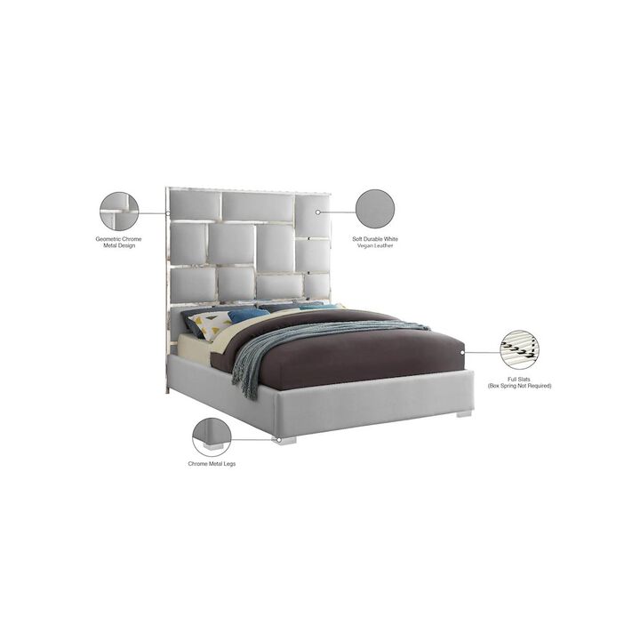 Meridian Furniture Milan White Vegan Leather Queen Bed