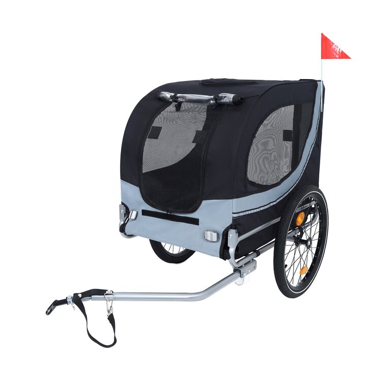 66LB Capacity All-Terrain Folding Dog Bike Trailer-Steel Frame for Cycling & Camping