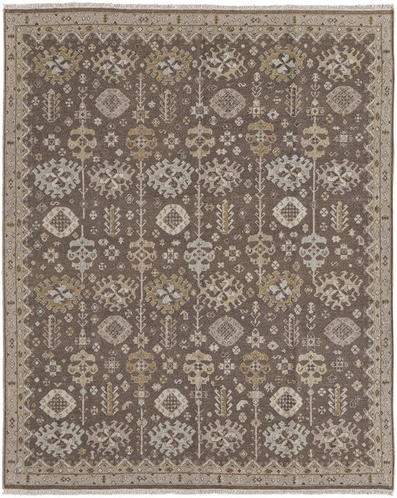 HomeRoots Wool Oriental Hand Knotted Area Rug With Fringe