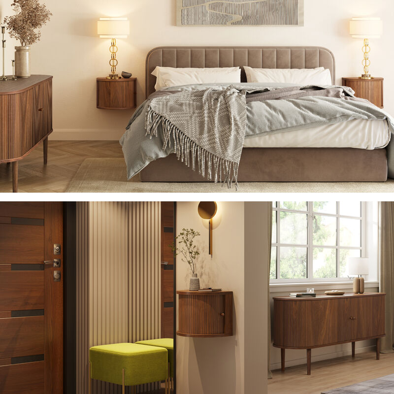 SLIDDO 16'' Floating Nightstand with Storage and Sliding Door.