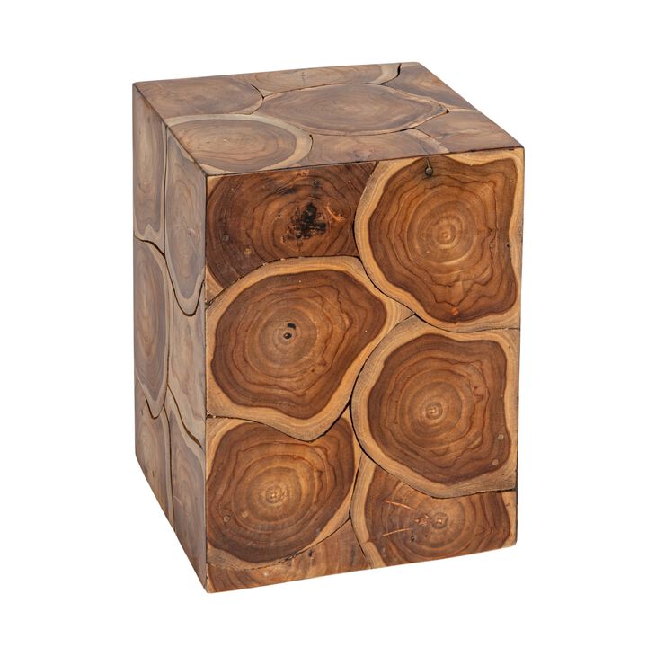 Rowena Interiors Teakwood Root Square End Table, Natural