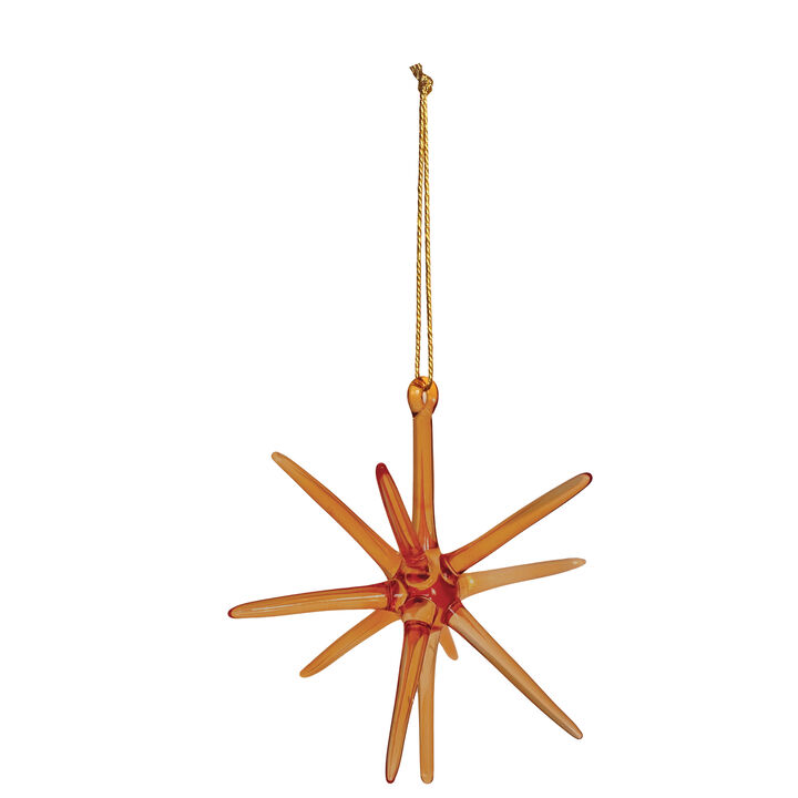 Amber Glass Star Ornament, Artisanal Finish