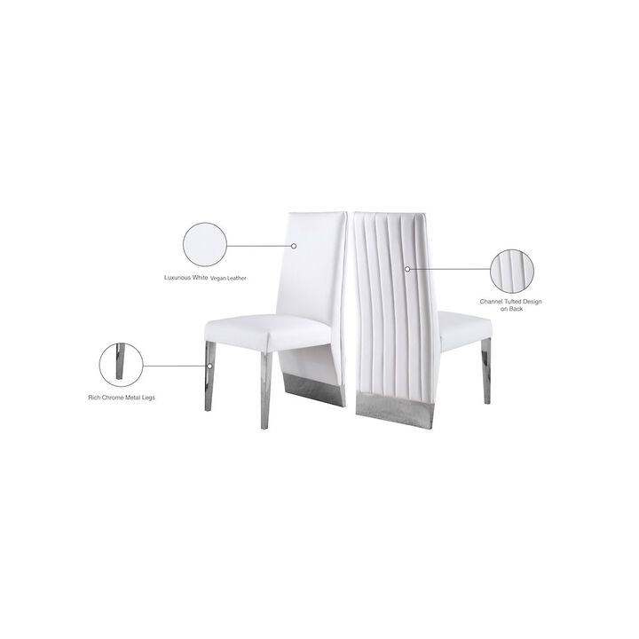 Meridian Furniture Porsha White Vegan Leather Dining Chair, Set of 2