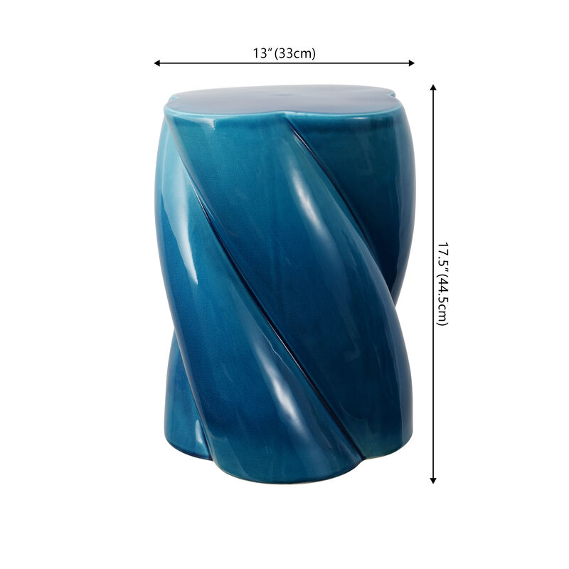 Yves 18" Modern Minimalist Rope Twist Ceramic Indoor/Outdoor Garden Stool