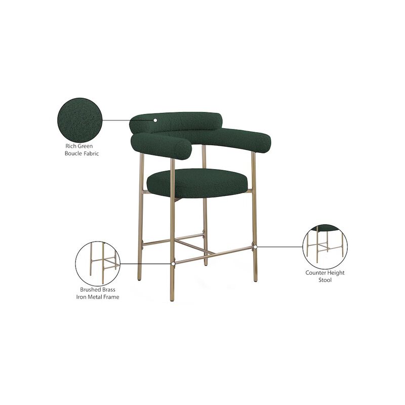 Meridian Furniture Blake Boucle Fabric Counter Stool, Set of 2