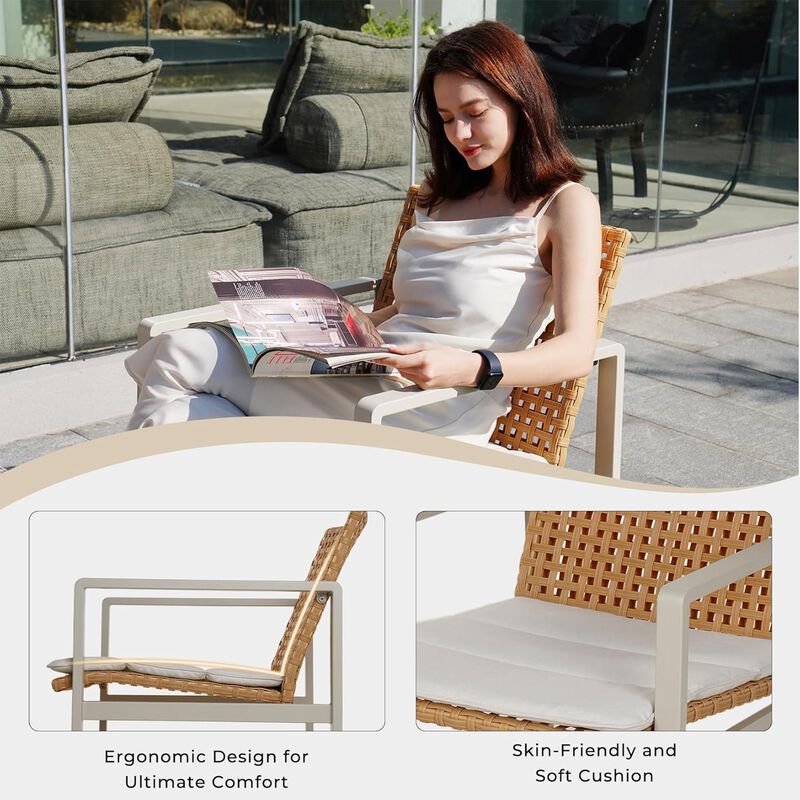 Mondawe 4-Piece Detachable Rattan Sofa Set With Double-Sided Woven Frame,UV-Resistant Seat Cushions