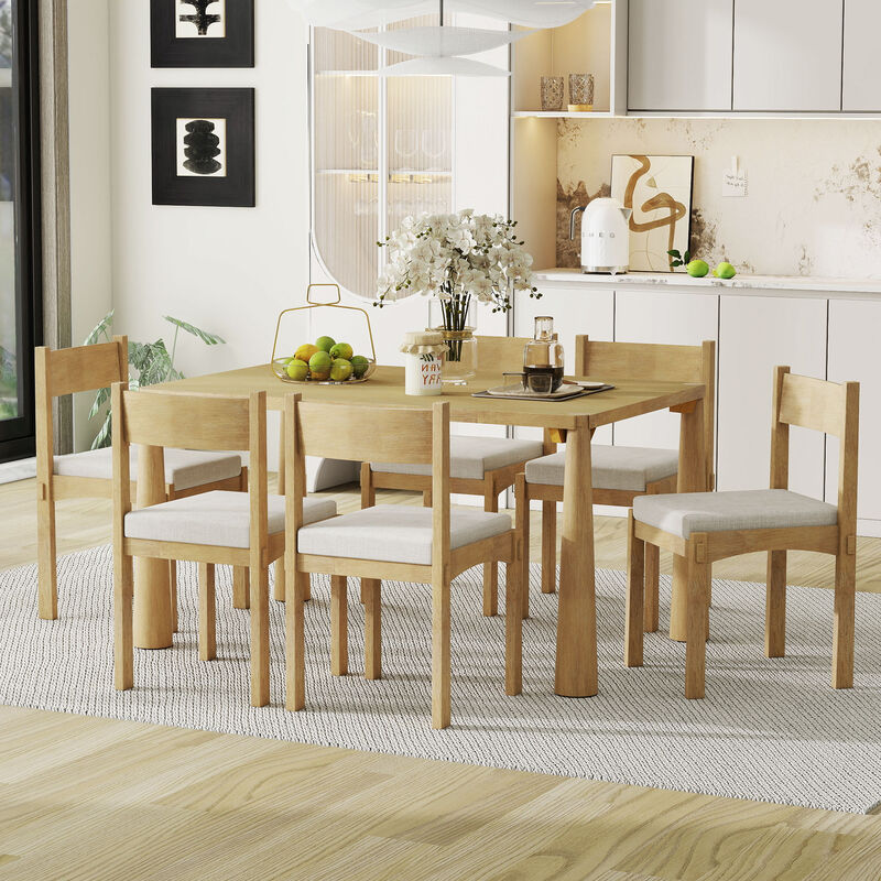 Merax 7-Piece Retro Dining Table Set for 6