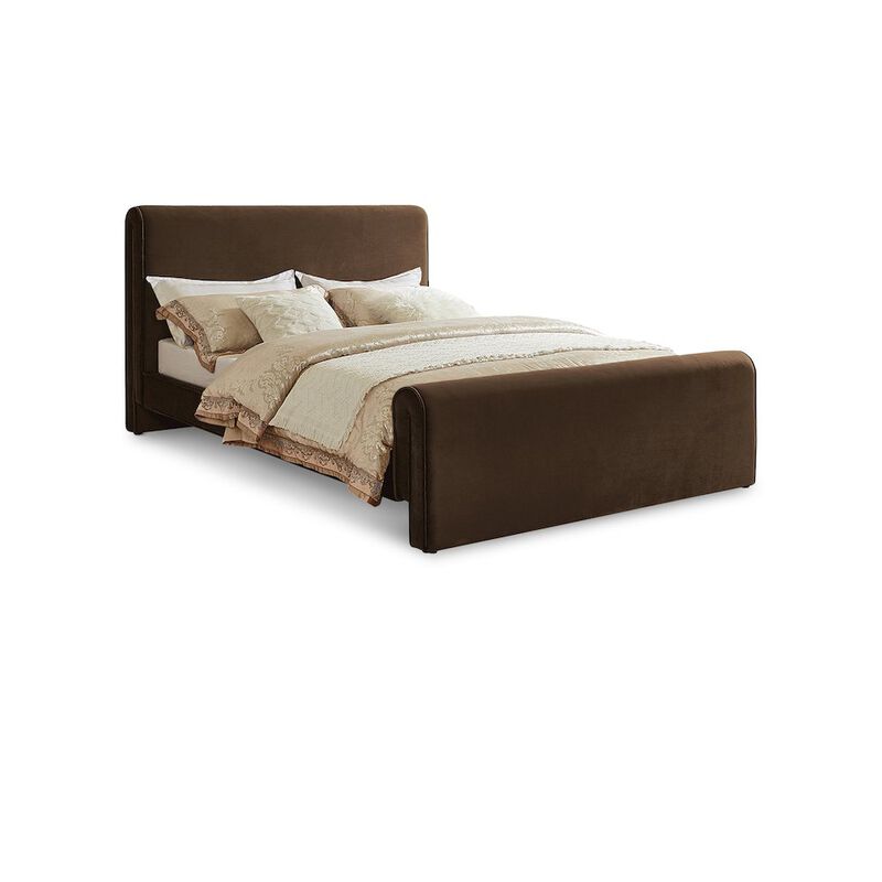 Meridian Furniture Sloan Brown Velvet Queen Bed