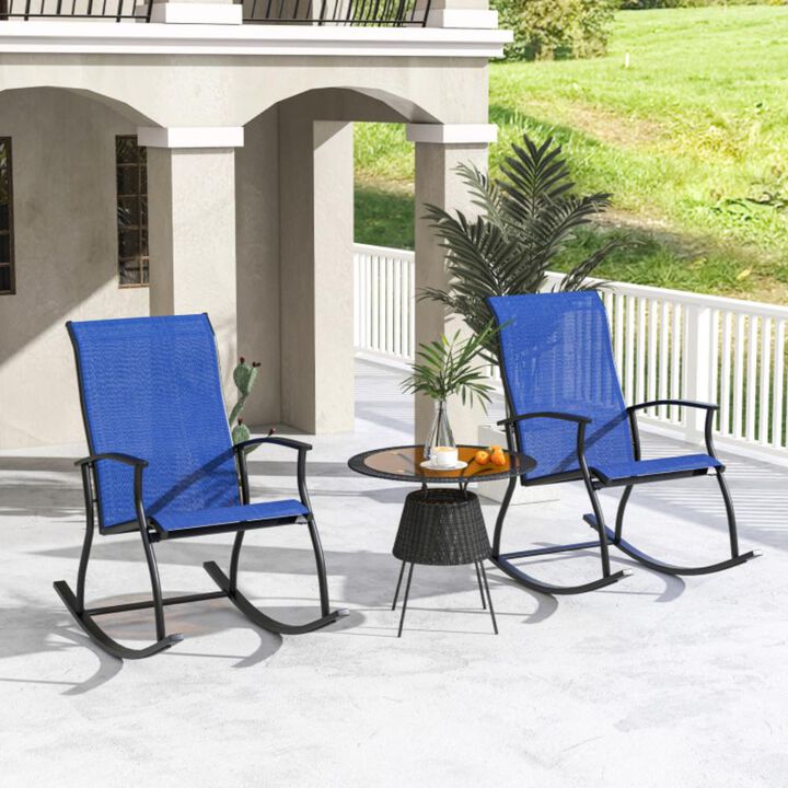 Hivvago 2 Pieces Outdoor Rocking Chairs with Breathable Backrest