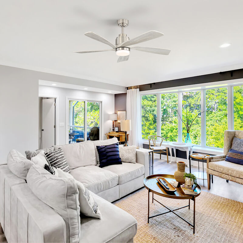 52 Inch Modern Ceiling Fan With Dimmable LED Light 5 Blades Remote Control Reversible DC Motor image number 1