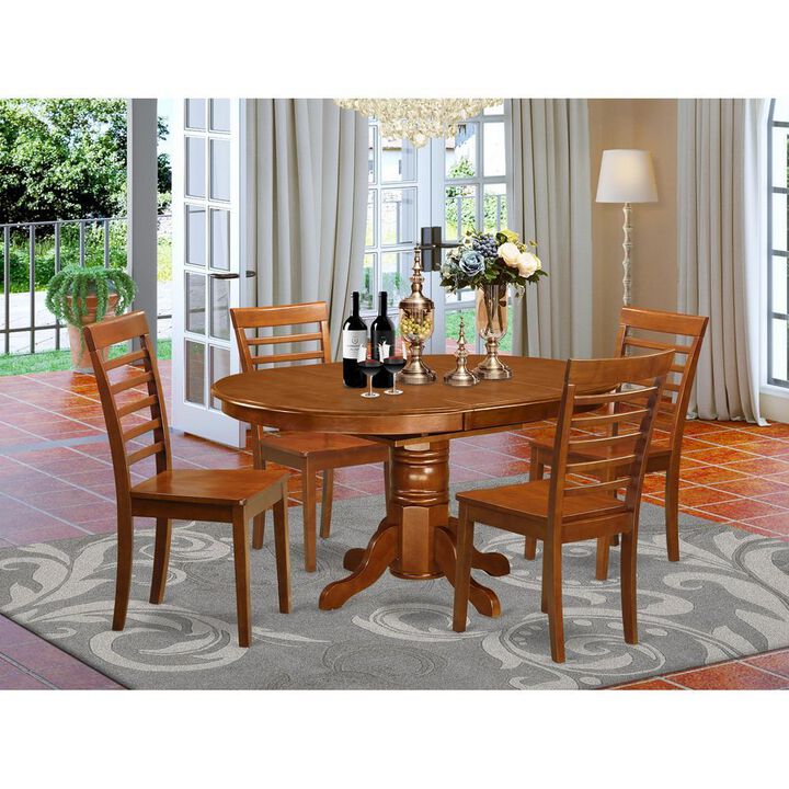 5 Pc Dining Room Set for 4 &ndash; Table with Leaf and 4 Dining Chairs