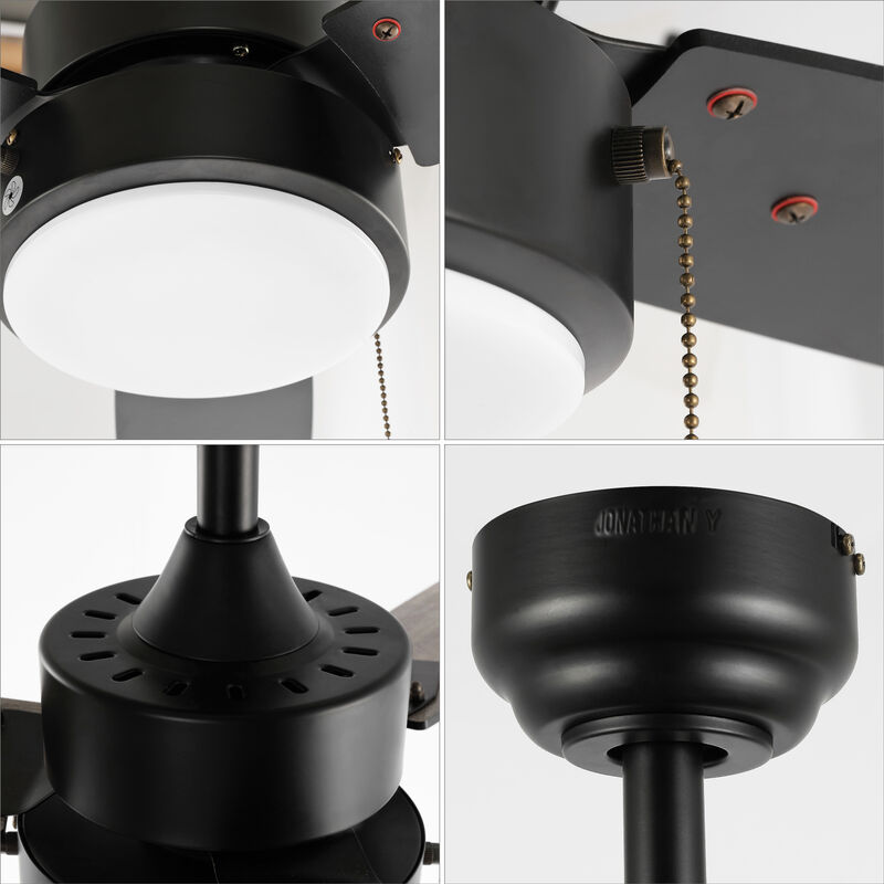 Blair 1-Light Modern Minimalist 3-Speed Iron Height Adjustable Integrated LED Ceiling Fan with Pull Chains