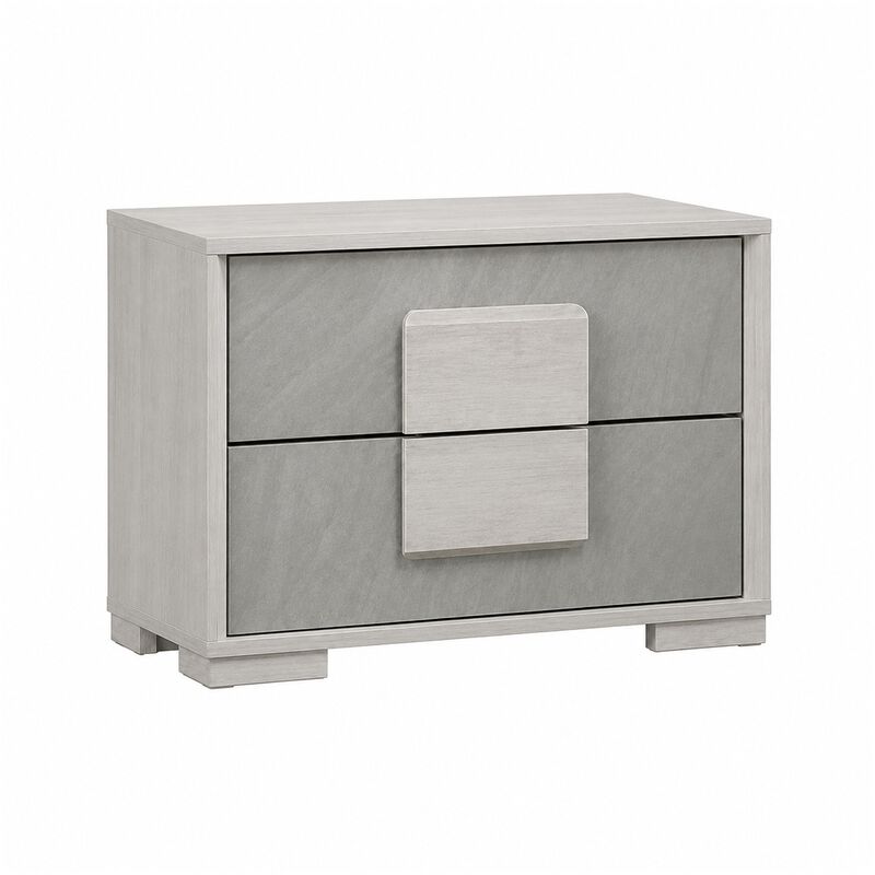 3pc King Bedroom Set, White Wash, Stone Gray, 2 Nightstands image number 5