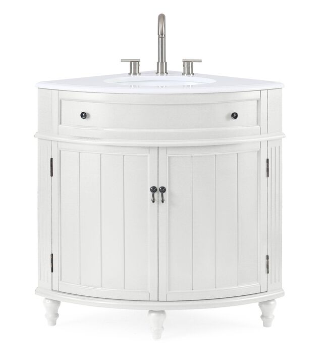24 Inch Triadsville Freestanding White Corner Bathroom Sink Vanity