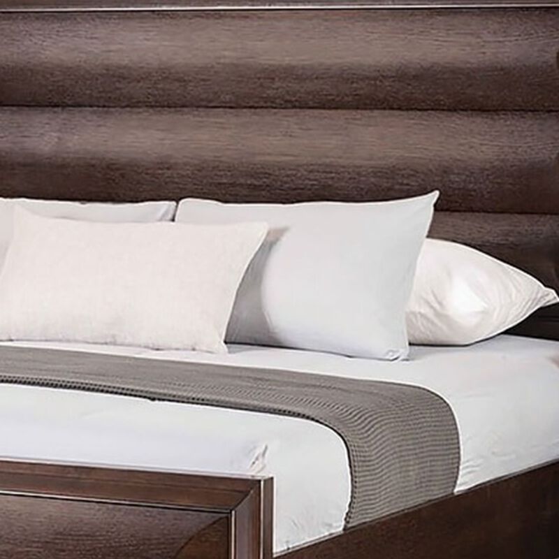 Queen Bedroom Set, Espresso Brown, Gold Wood, 3 Piece Set with 2 Nightstands image number 3