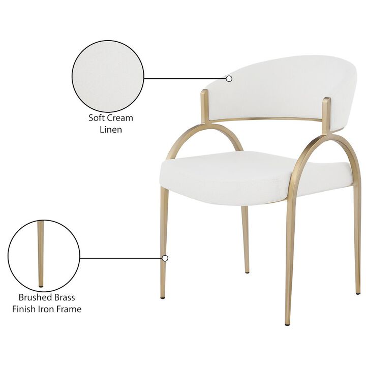 Meridian Furniture Privet Cream Linen Textured Fabric Dining Chair, Set of 2