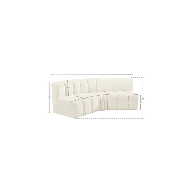 Meridian Furniture Arc Cream Velvet Modular Sofa