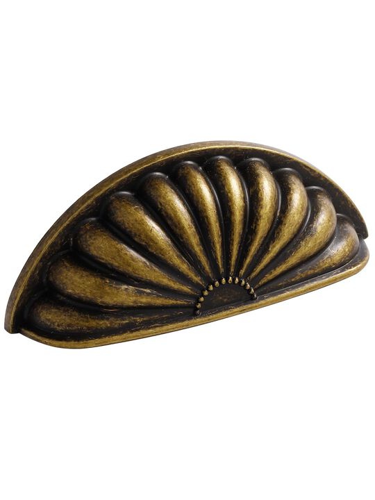 JIASENBAO Antique Brass Cabinet Cup Pulls 3"" Hole Center 5 Pack Vintage Drawer Pulls Kitchen Hardware Cabinet Handles Dresser H