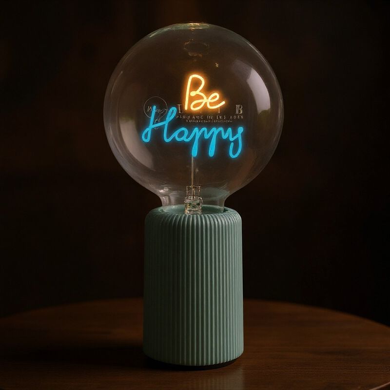 Bulb BE HAPPY Amber/ Blue with Base Table Lamp PORTABLE Pop image number 2