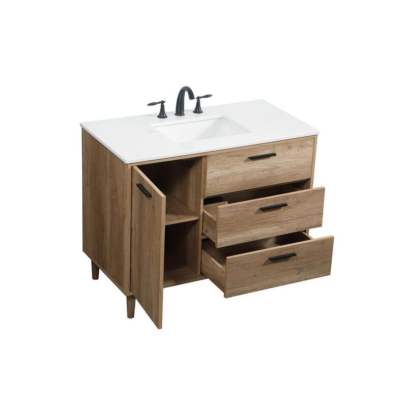 Elegant Kitchen and Bath 42 inch Single bathroom vanity in natural oak