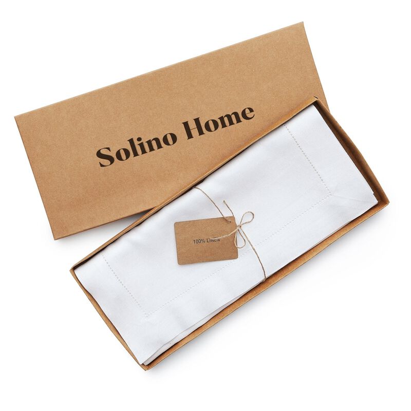 Solino Home Classic Hemstitch 100% Linen Table Runner &ndash; Handcrafted, Machine Washable, Perfect for Holiday and Everyday Dining