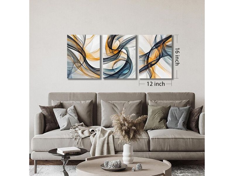 Abstract Wall Art 3 Piece Canvas Modern Decor for Living Room Bedroom Office Home image number 2