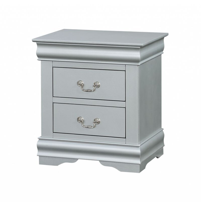 Mirrored Platinum 2-Drawer Nightstand &ndash; Glam Bedroom Furniture