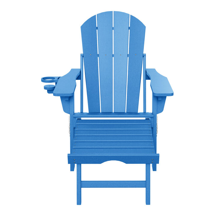 WestinTrends Folding Adjustable Adirondack Chair with Retractable Ottoman and Cup Holder