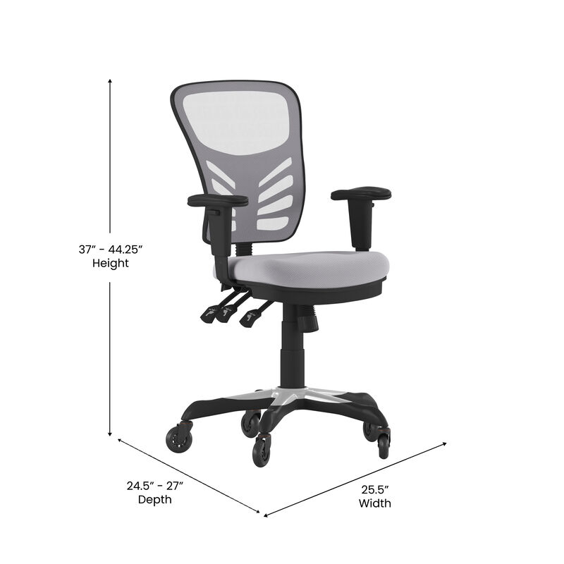 Nicholas Mid-Back   Mesh Multifunction Executive Swivel Ergonomic Office Chair with Adjustable Arms and Transparent Roller Wheels