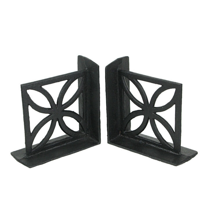 Set of 2 Cast Iron Breeze Block Bookends Mid Century Modern Home Bookshelf Decor