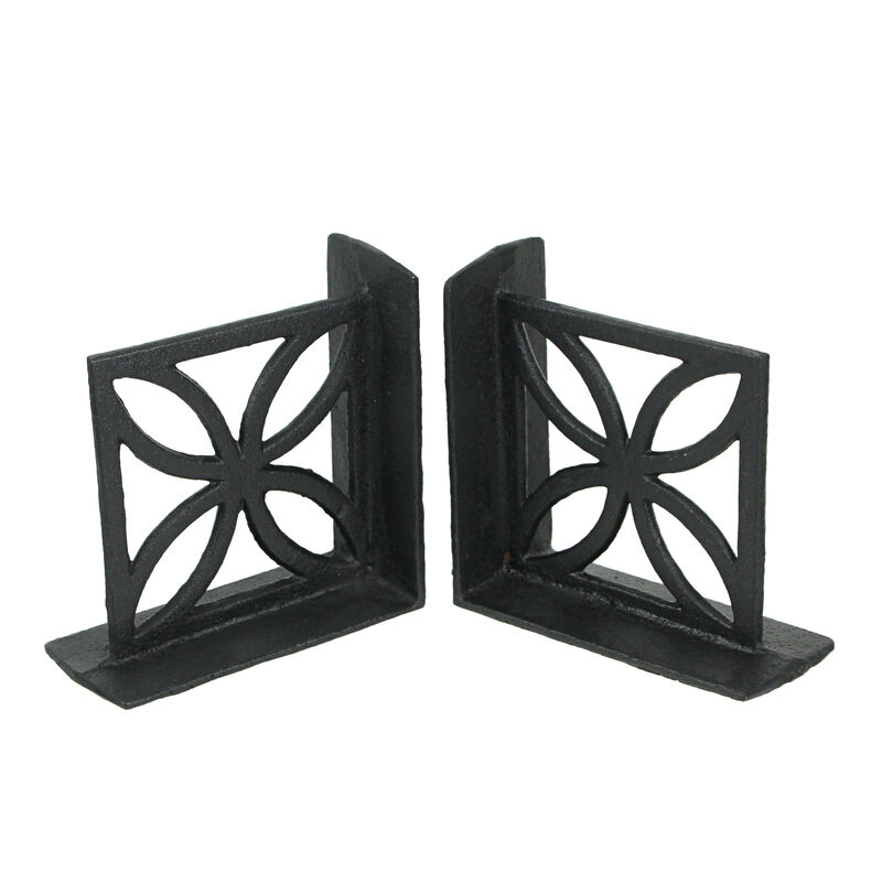Set of 2 Cast Iron Breeze Block Bookends Mid Century Modern Home Bookshelf Decor image number 0
