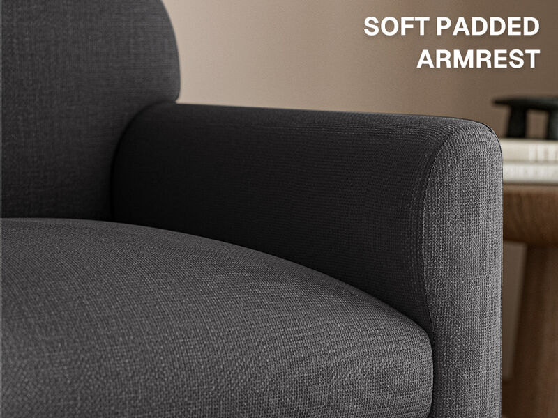 BELLEZE Modern Accent Chair with Rubber Wood Legs, Comfortable Upholstered Armchair with Arched Design for Living Room, Bedroom, or Office - Oslo (Gray)