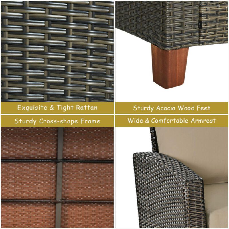 Hivvago 4 Pieces Patio Rattan Furniture Set with Cushions