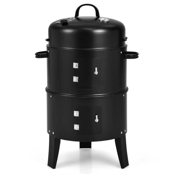 Hivvago 3-in-1 Charcoal BBQ Grill Cambo with Built-in Thermometer