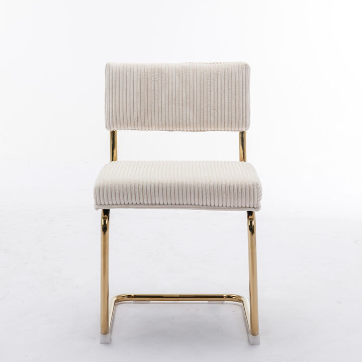 Streamdale Corduroy Dining Chairs, Gold Base, Set of 2